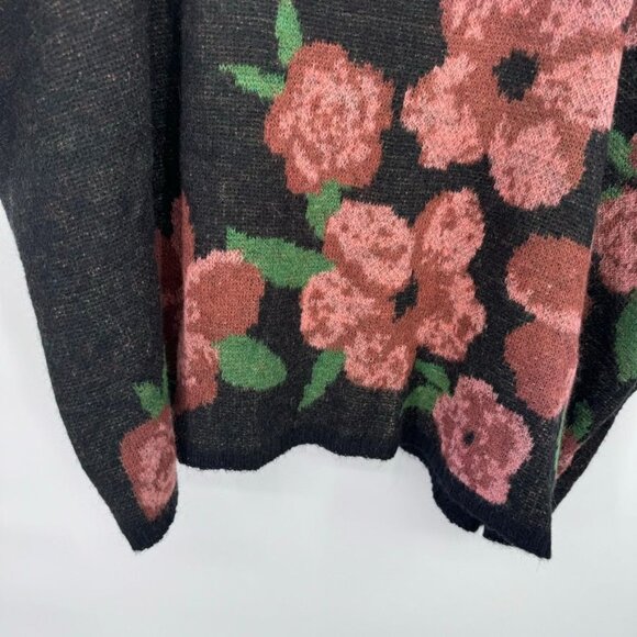 Andree By Unit Floral Sweater Black Flowers Size Medium oversized wool blend - Picture 12 of 12